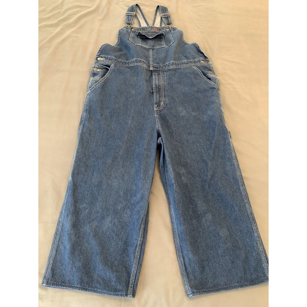 Craftsman Bib Overalls Mens 38x21 Blue Denim Carpenter Utility Workwear Mexico